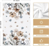 Brown Poppy Floral Leaves Spring Kitchen Towels Dish Towels, 18x26 Inch Seasonal Summer Decoration Hand Towels Set of 2