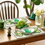 Bufflao Plaid Shamrock St. Patrick's Day Placemats Set of 4, 12x18 Inch Seasonal Spring Table Mats for Party Kitchen Dining Decoration