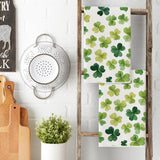 Beige Shamrocks St. Patrick's Day Kitchen Towels Dish Towels, 18x26 Inch Seasonal Spring Decoration Hand Towels Set of 2