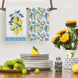 Lemon Flowers Floral Summer Kitchen Towels Dish Towels, 18x26 Inch Seasonal Decoration Hand Towels Set of 2