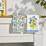 Lemon Flowers Floral Summer Kitchen Towels Dish Towels, 18x26 Inch Seasonal Decoration Hand Towels Set of 2