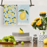 Lemon Flower Summer Kitchen Towels Dish Towels, 18x26 Inch Seasonal Summer Decoration Hand Towels Set of 2