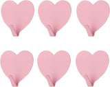 6 Pack Heart Shaped Decorative Wall Hooks, Stainless Steel Strong Adhesive Wall Hook for Home Kitchen Bathroom Office (Light Pink)