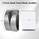 3 Pack Stainless Steel Kitchen Towel Hooks for Shower Wall Bathroom Self Adhesive Dish Towel Holder Hangers for Tea Cabinet Door Rag Grabber (Silver)