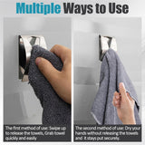 3 Pack Stainless Steel Kitchen Towel Hooks for Shower Wall Bathroom Self Adhesive Dish Towel Holder Hangers for Tea Cabinet Door Rag Grabber (Silver)