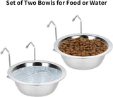 2PCS Kennel Water Bowl Hanging,Stainless Steel Puppy Bowls for Small Dog Cage,Kennel, Crate, Catio Accessories,Dog Crate Water Bowl Dish Feeder Food Holder No Spill(8oz/1cup)