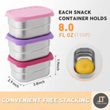Small (1 CUP) Stainless Steel Snack Containers for Kids | Easy Open Leak Proof Food Containers with Silicone Lids - Perfect l Toddler Lunch Box for Daycare and School (8oz)