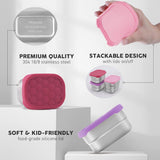 Small (1 CUP) Stainless Steel Snack Containers for Kids | Easy Open Leak Proof Food Containers with Silicone Lids - Perfect l Toddler Lunch Box for Daycare and School (8oz)