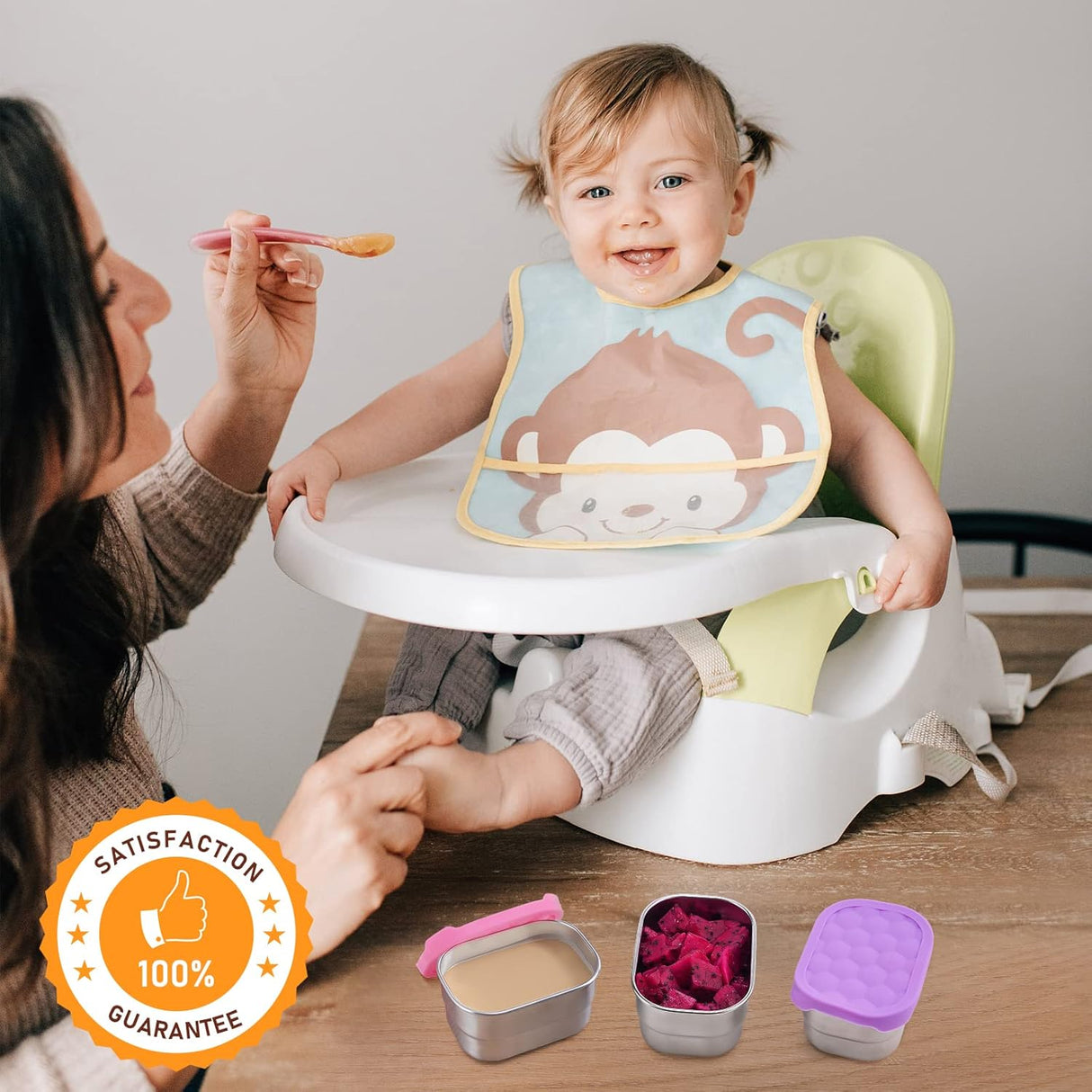 Small (1 CUP) Stainless Steel Snack Containers for Kids | Easy Open Leak Proof Food Containers with Silicone Lids - Perfect l Toddler Lunch Box for Daycare and School (8oz)