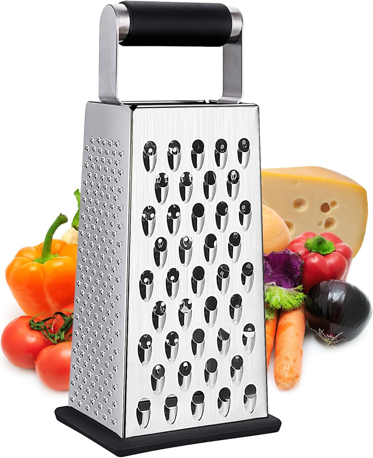 Cheese Grater, Box Grater for Cheese Stainless steel Vegetable Slicer Food Shredder 4-sided Convenience for kitchen