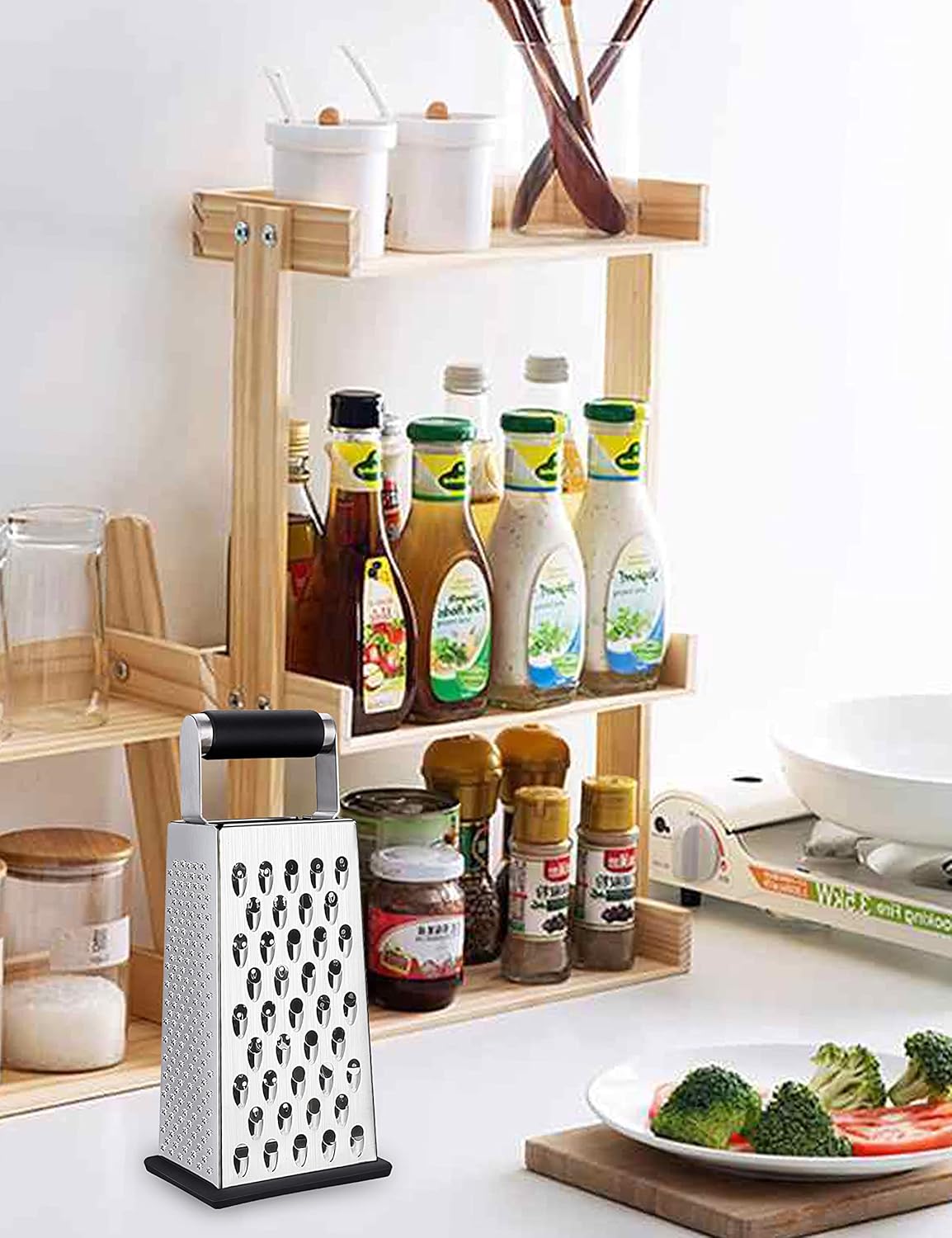 Cheese Grater, Box Grater for Cheese Stainless steel Vegetable Slicer Food Shredder 4-sided Convenience for kitchen