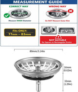 [2 Pack]  Kitchen Sink Strainer - Sink Drain Stopper - Kitchen Sink Plug with Anti-Clogging Basket - Bouchon Evier Cuisine - Compatible with 79–83mm Inner Diameter