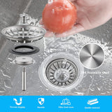 [2 Pack]  Kitchen Sink Strainer - Sink Drain Stopper - Kitchen Sink Plug with Anti-Clogging Basket - Bouchon Evier Cuisine - Compatible with 79–83mm Inner Diameter