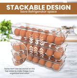 Pack of 2 - Egg Basket for fridge - Egg Holder for Fridge - 14 Egg Container With Lid & Handle, Egg Container For Refrigerator, Stackable Plastic Egg Tray with Lids (Clear)