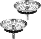 Kitchen Sink Strainer - 2Pack Sink Drain Stopper, 80mm(3.15in) Stainless Steel Kitchen Sink Accessories Plug with Anti-Clogging Basket, Bouchon Evier Cuisine