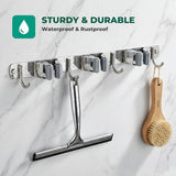 Mop and Broom Holder Wall Mount, Upgraded Broom Organizer Wall Mount, Stainless Steel Broom Hanger Wall Mount for Home Kitchen Garden Laundry Garage (3 Racks with 4 Hooks)