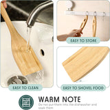 3 Pieces Bamboo Cooking Spatula and Paddle Set Bamboo Turner Wok Spatula Spoon Heat Resistant Kitchen Utensil for Nonstick Cookware, 3 Styles