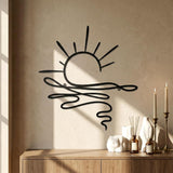 Sun Metal Wall Art Abstract Sunrise Sunset Sign Minimalist Black Line Wall Art Decor Sea Wave Modern Hanging Decor for Living Room Kitchen Bedroom Outdoor Housewarming Gifts 29 cm/11.4 Inch height