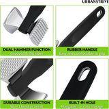 Premium Heavy Duty Meat Tenderizer Hammer, Stainless Steel Meat Mallet Tenderizer, Dual-Sided Meat Hammer Tenderizer, Meat Pounder Kitchen Mallet for Beef, Chicken Pounder, Black