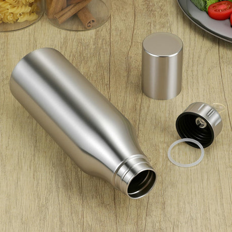304 Stainless Steel Olive Oil Dispenser Bottle, 25oz Oil Decanter with Easy Pour Spout, Anti-Drip Design, 750ml Oil Cruet for Kitchen Cooking & Salad Dressing, 2.9W x 10.2H