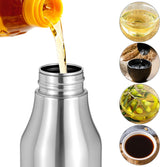 304 Stainless Steel Olive Oil Dispenser Bottle, 25oz Oil Decanter with Easy Pour Spout, Anti-Drip Design, 750ml Oil Cruet for Kitchen Cooking & Salad Dressing, 2.9W x 10.2H