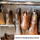 Boot Hanging Clips Hooks - 8 Pcs Boot Hangers Laundry Clips Stainless Steel Clothes Pins for Drying Sock (Black)