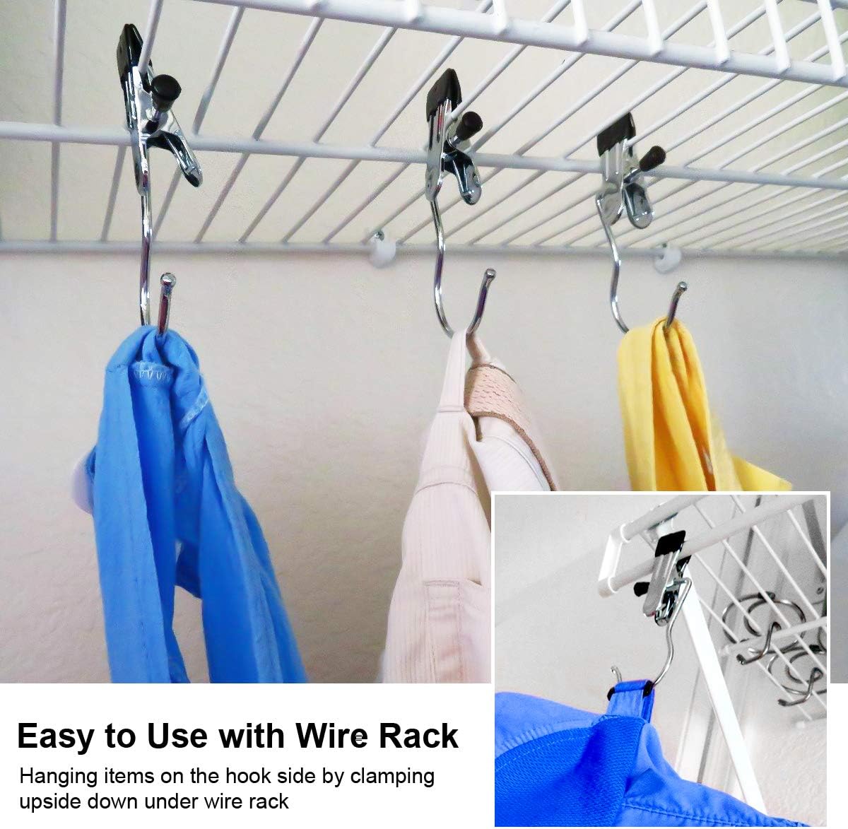 Boot Hanging Clips Hooks - 8 Pcs Boot Hangers Laundry Clips Stainless Steel Clothes Pins for Drying Sock (Black)
