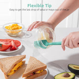 Small Mini Silicone Spatula: 9×2inch 600ºF Heat-Resistant Food-Grade Jar Scraper for Kitchen Use, Non-Stick Seamless Flexible Baking Utensil for Mixing, Scraping Jam in Bowl or Cup (Aqua Sky)