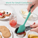 Small Mini Silicone Spatula: 9×2inch 600ºF Heat-Resistant Food-Grade Jar Scraper for Kitchen Use, Non-Stick Seamless Flexible Baking Utensil for Mixing, Scraping Jam in Bowl or Cup (Aqua Sky)