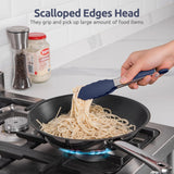 480ºF Heat Proof Kitchen Tong:  7" Silicone Cooking Tong with Firm Sealed Non Stick Rubber Tips & Silicon Coated 18/8 Stainless Steel Handle & Smooth Locking for Serving Salad (Midnight Blue)