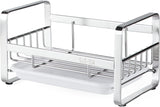 Kitchen Sink Sponge Holder, 304 Stainless Steel Kitchen Soap Dispenser Caddy Organizer, Countertop Soap Dish Rack Drainer with Removable Drain Tray, not Including Dispenser and Brush