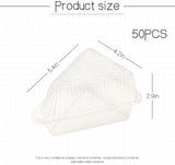 Thickened Extra Large 50Pcs Cake Slice Containers,4.4 Inch Pie Slice Containers For 6”-8” Diameter Cake or Pie Slices,Cheesecake Containers,Plastic Boxes for Take Out Packaging