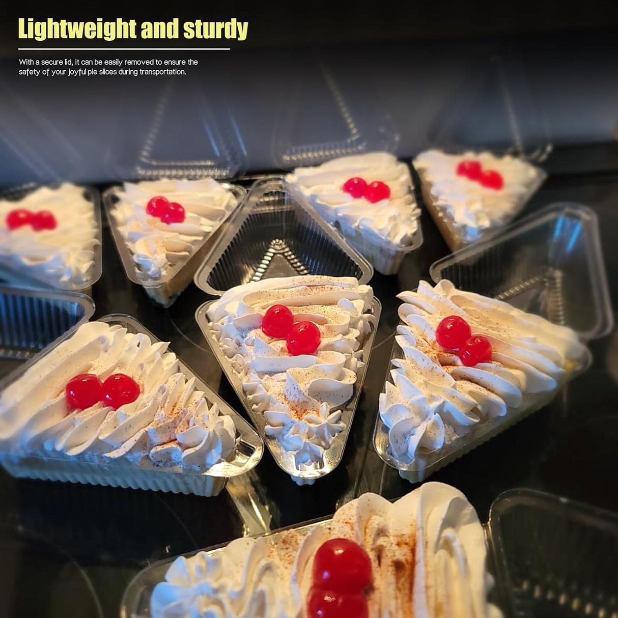 Thickened Extra Large 50Pcs Cake Slice Containers,4.4 Inch Pie Slice Containers For 6”-8” Diameter Cake or Pie Slices,Cheesecake Containers,Plastic Boxes for Take Out Packaging