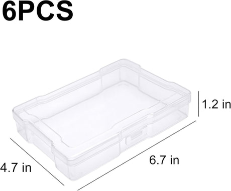 6Pcs Photo Storage Containers,Photo Storage Craft Keeper,4" x 6" Photo Storage Boxes,Plastic Photo Case for Cards,Stamps,Pictures,Photos,Scrapbooking (6)