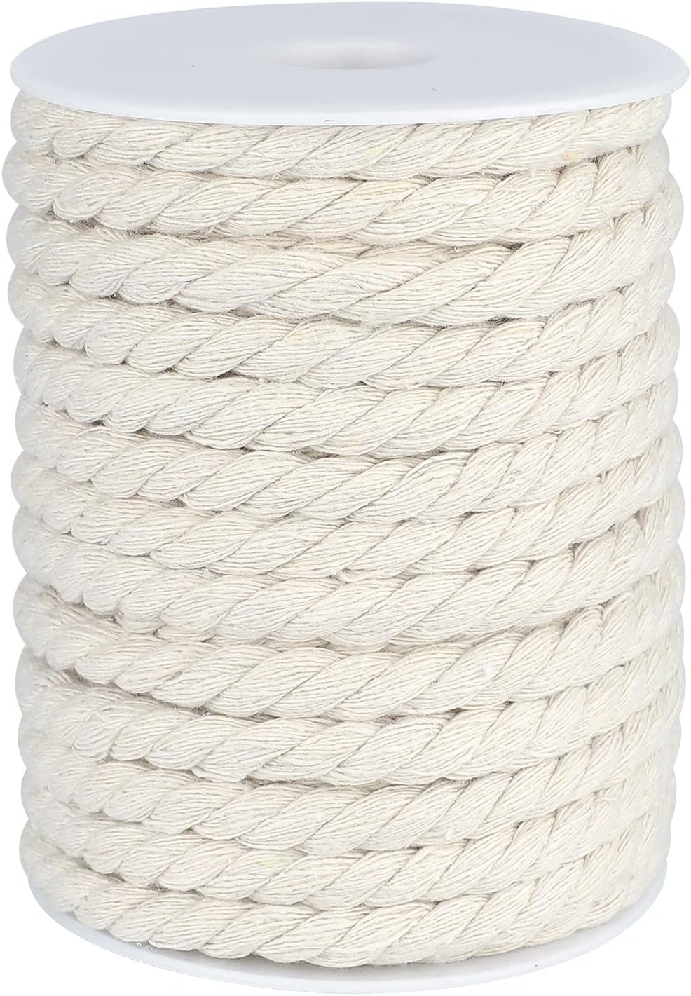1/3 Inch Nautical Cotton Rope Crafts, 8mm x 65Feet Clothes line Rope for Outdoor,3 Ply White Rope Cord Unbleached Rope, Macrame Cord Rope for Clothesline, Baskets, Hangings Pots, Pet, Toys