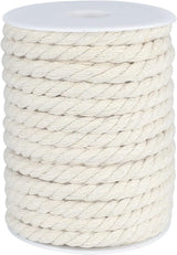 1/3 Inch Nautical Cotton Rope Crafts, 8mm x 65Feet Clothes line Rope for Outdoor,3 Ply White Rope Cord Unbleached Rope, Macrame Cord Rope for Clothesline, Baskets, Hangings Pots, Pet, Toys