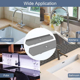Sink Drain Mat Behind Faucet,Faucet Guard Draining Mat, 90° Foldable Tap Draining Mat for Kitchen Sink with 2 Water Ports, Faucet Drain Mats for Kitchen, Bathroom, etc (Gray, 17.7"*5.78")