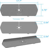 Sink Drain Mat Behind Faucet,Faucet Guard Draining Mat, 90° Foldable Tap Draining Mat for Kitchen Sink with 2 Water Ports, Faucet Drain Mats for Kitchen, Bathroom, etc (Gray, 17.7"*5.78")