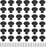 36 Pack Round Cabinet Knobs 1.05 Inch Drawer Pulls with Screws for Kitchen Cabinet Knobs Dresser and Door Handles Knob, Black
