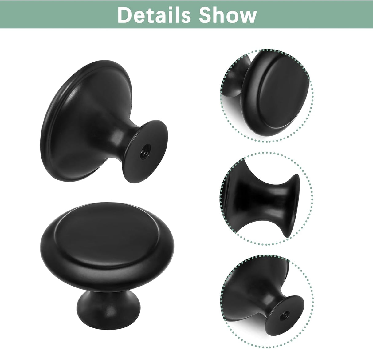 36 Pack Round Cabinet Knobs 1.05 Inch Drawer Pulls with Screws for Kitchen Cabinet Knobs Dresser and Door Handles Knob, Black