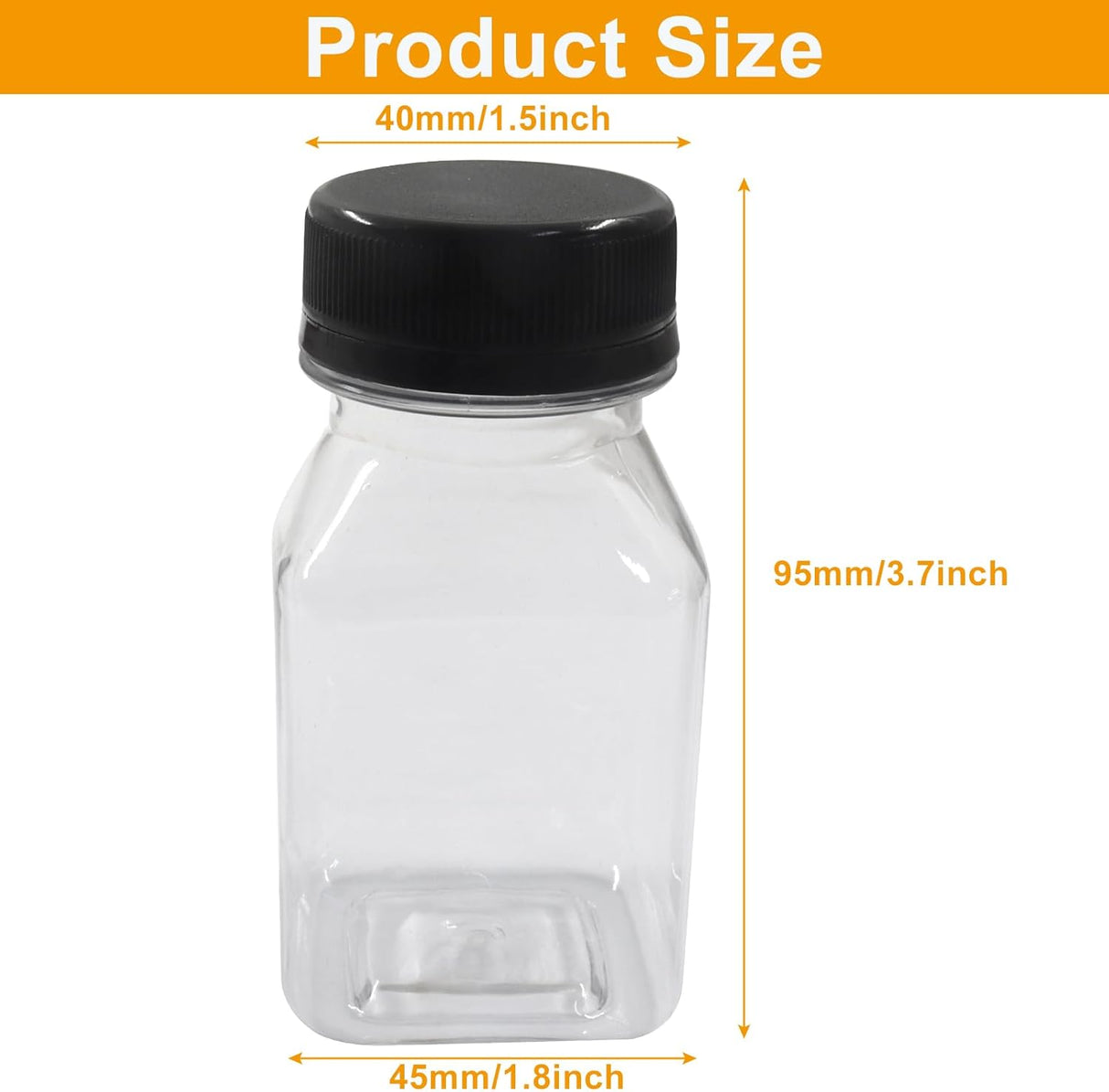 10 Pack 4oz Plastic Juice Bottles, Reusable Beverage Containers Clear with Black Lids, Versatile Drink Containers for Juice, Smoothies, Milk and Homemade Beverages, 120 mL