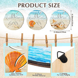 3 Pcs Summer Coastal Wall Decor Bathroom Beach Blue Wall Art Sea Turtle Surfboard Seahorse Starfish Seashell Conches Crabs Sea Life Decor for Bedroom Home (Sand Dollar Style)