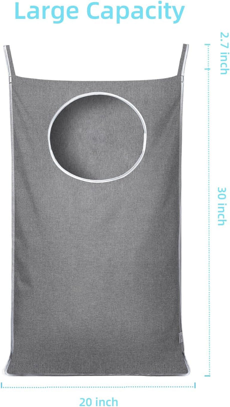Hanging Laundry Hamper Bag with 2 Different Types of Hooks, Size 20 x 30 Inch Door Laundry Hamper Storage Bag for Dirty Clothes, Blankets, and Toys (Grey, 1-Pack)