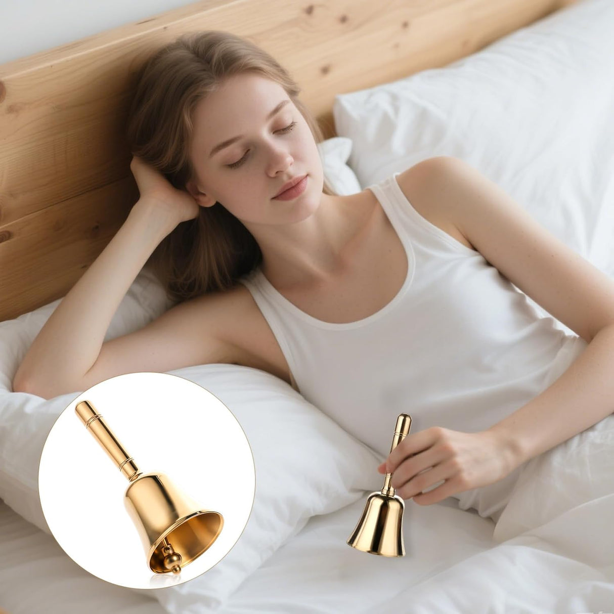 Dinner Bell, Super Loud Solid Brass Call Bells with Metal Handle, 3.9" Small Ring Handbell for Wedding, Classroom, Meditation, Animal Training, Teaching and Seniors Bedside (Gold)