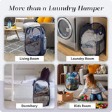 Collapsible Mesh Pop Up Laundry Hamper 2-Pack – Large Foldable Laundry Basket with Side Pocket, Breathable & Durable, Space-Saving for Clothes, Toys, Travel, Dorm, Bedroom, Blue