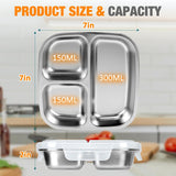 Stainless Steel Snack Containers With Lids, 3 Compartment Leak-proof Bento Box, 20 oz Reusable Grab and Go Food Storage Containers for School, Home, Office, and Camping, Dishwasher-Safe