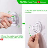 Suction Cup Hooks - 4 Pack Suction Hooks Reusable Powerful Waterproof - Clear Removable Suction Hanger for Christmas Wreath, Shower,Tile,Bathroom,Towel,Kitchen