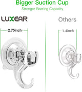 Suction Cup Hooks - 4 Pack Suction Hooks Reusable Powerful Waterproof - Clear Removable Suction Hanger for Christmas Wreath, Shower,Tile,Bathroom,Towel,Kitchen