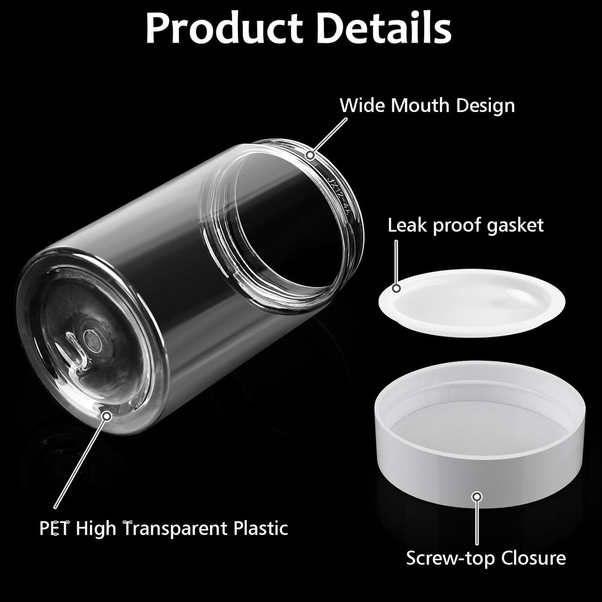 4 Pack Plastic Jars, 4 OZ Round Clear Cosmetic Container Jars with White Lids, Leak Proof Makeup Sample Container, Refillable Travel Cosmetic Storage for DIY Making Creams, Lotion, Body Scrub