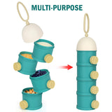 Formula Dispenser On The Go, 4 Layers Stackable Formula Container to Go, Non-Spill Portable Milk Powder Baby & Kids Snack Container, Green